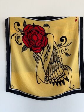 Amy Winehouse Foundation X Fred Perry 100% Silk Large Square Tattoo Headscarf